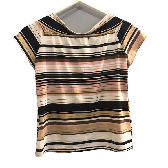 Jessica Max Top Womens Size S Small Striped Tie Cap Short Sleeves Business Work - Picture 3 of 5
